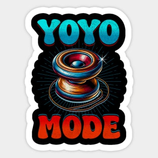 YoYo Mode On Retro Spinner Enthusiast YoYo Hobbyist Vintage Sticker